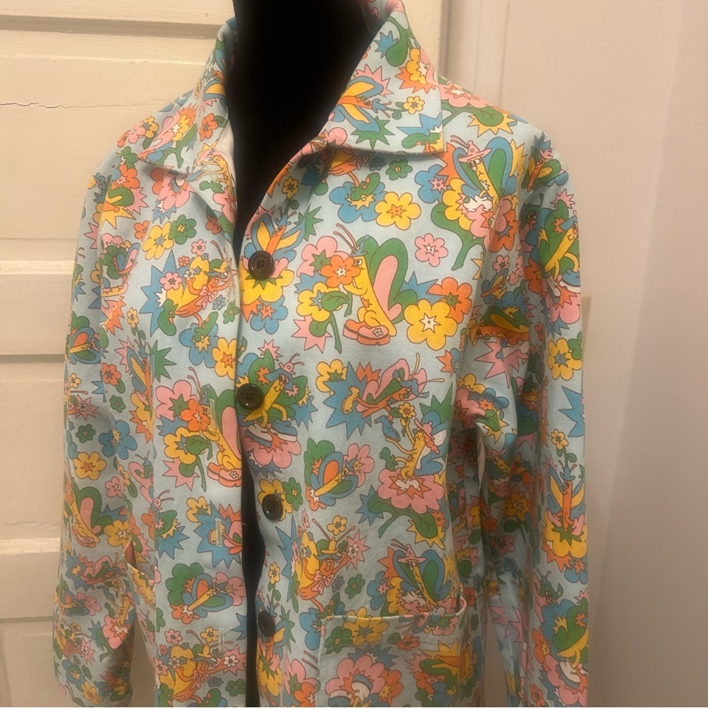 BIG BUD PRESS Floral Button-Up Jacket 70s Brady Bunch Good Times Streetwear - Picture 2 of 8